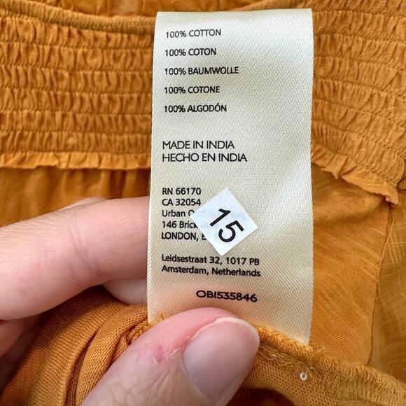 ANTHROPOLOGIE Yellow Ruffle Smocked Peasant Top Cotton Boho Cottagecore | XS - Picture 6 of 7